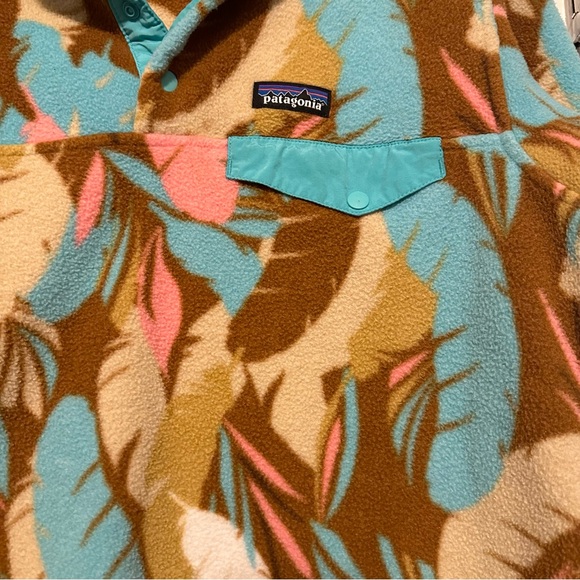 Patagonia Feather Print Synchilla Snap T Fleece Pullover size L - Picture 2 of 5
